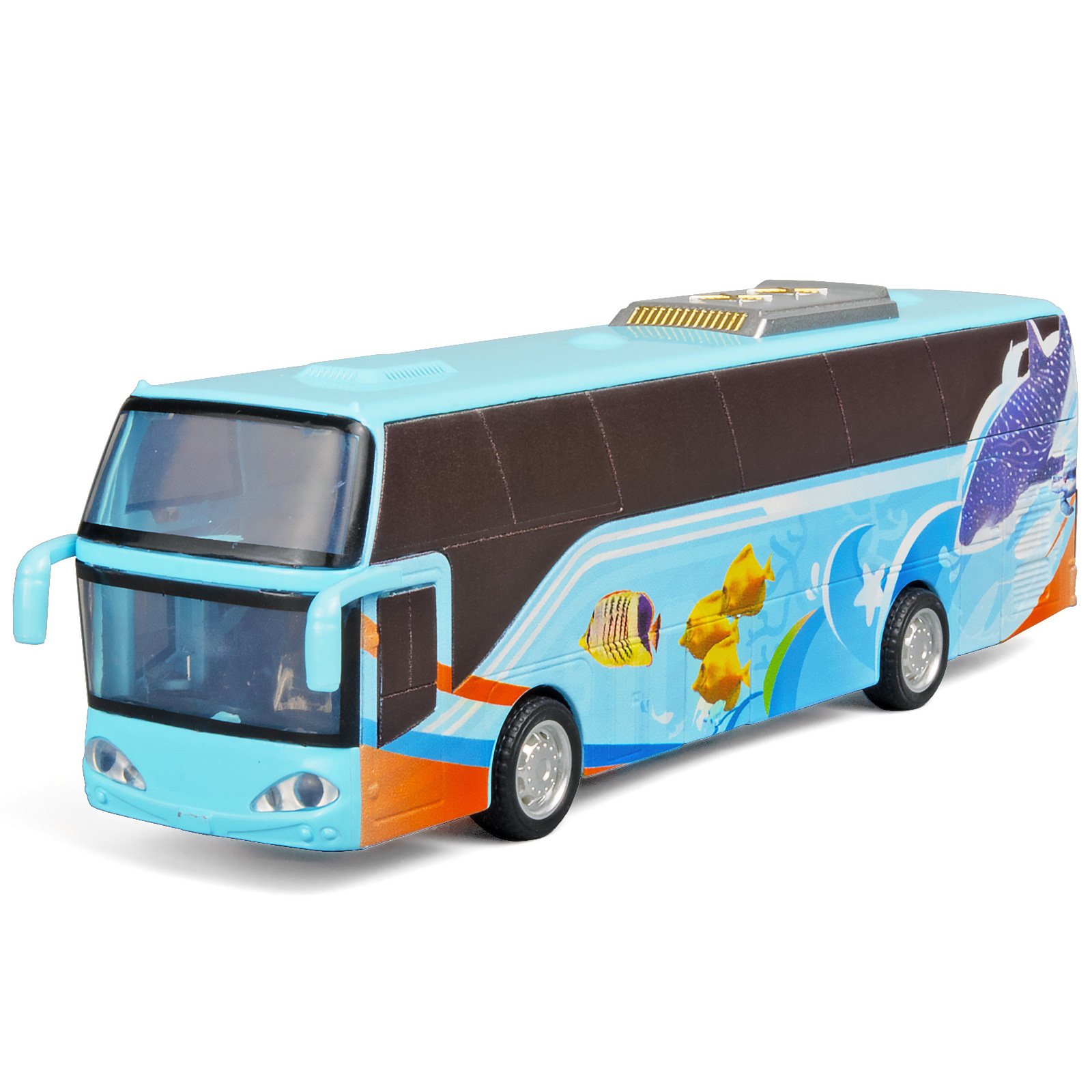 Diecast Alloy Model Car 1:32 Passenger Bus Car Model with Sound and Light Pullback with ATV Decorate Metal Model